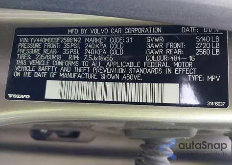 2015 Volvo Xc60 T5 Premier Plus z USA, uszkodzony, nr VIN YV440MDC0F2586142